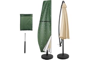 NAKIHOUSE Sonnenschirm Abdeckung Schutzhülle, Wasserdichte,Wetterfeste, UV-Anti, Winddicht Schirm Abdeckung für Outdoor Cantilever Offset Schirme,(250x25/57/48cm,Grün)