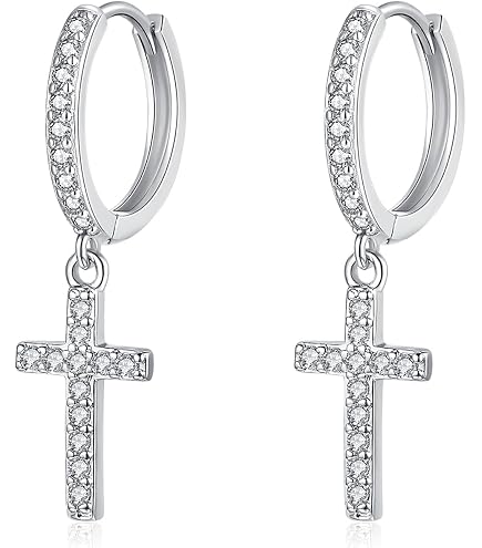 Orecchini a Bottone Croce Colore Argento con Bling zircone Pietra per Uomo Donne Hip Hop Gioielli Moda 2021 Nuovo-Gold