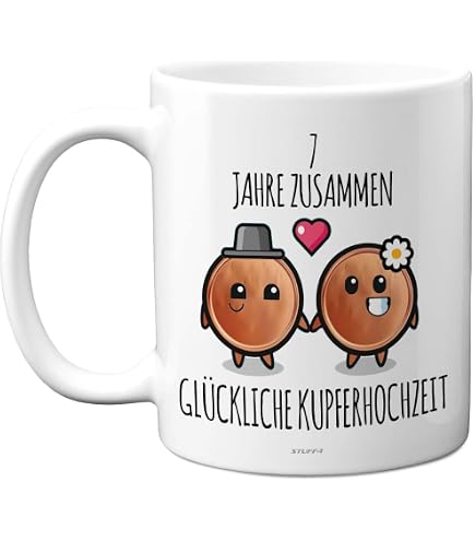 Personalisiert Tasse Zum Hochzeitstag - 19 Jahre Perlmutt-Hochzeit, Mit Name & Datum, 300 Ml