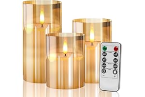 JUAUO LED-Kerzen mit Flammeneffekt, elektrische Kerzen aus Echtwachs, mit Fernbedienung und Timer, dekorative Kerzen für Hochzeiten, Partys, Zimmer, Geburtstage, Festivals und Weihnachtsdekoration, Grau