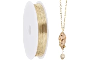 SUNNYCLUE 100M Alambre de Cobre Chapado En Oro Real de 14 Quilates Alambre de Metal Flexible de Calibre 0.3 de 28 mm Cables de Cuentas Cables de Cobre para Manualidades Hilo de Cuentas de Bronce
