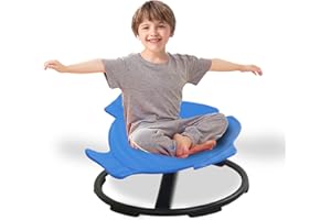 Revneey Autism Kids Swivel Chair,Spinning Chair for Kids Sensory,Sensory Toy Chair,Carousel Spin Sensory Chair for Kids,Training Body Coordination Safe Metal Base Non-Slip Sittin (blue,fish Shape)