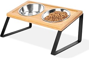 AWEKER Futterstation Katzen Erhöht, katzennapf erhöht, Doppelter Futternapf Katze Neigung Futternapf Nicht verschüttet,2er Katzen Napfset für Katzen Hunde Welpe Futter und Wasser
