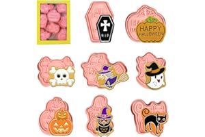 ZDQC 8 Pezzi Tagliabiscotti Halloween, Formine Biscotti per Bambini, Stampi Biscotti 3D, Set Formine per Biscotti, Stampo Biscotto pan di Zenzero