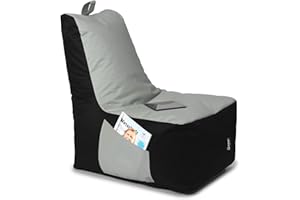 ‎BUBIBAG BuBiBag Sitzsack für Kinder und Erwachsene, Gaming Sitzsäcke mit Füllung für das Kinderzimmer, Zockersessel für groß und klein | XXL ChillBag, Grau