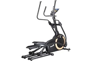 Skandika Vélo elliptique Carbon P25, Vélo elliptique Pliable, 32 Niveaux de Résistance, Auto-alimenté, Frein Magnétique, Écran LCD, Bluetooth, Kinomap, Double Rail, Masse d'inertie 25KG, Max 150KG