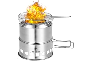 TOMSHOO Camping Stove/Backpacking Stove Portable Folding Windproof Wood Burning Stove Compact Stainless Steel Alcohol Stove Outdoor Camping Hiking Backpacking Picnic BBQ
