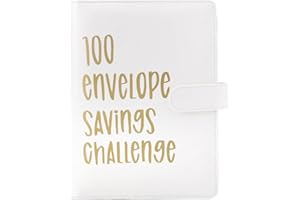 APOMOONS 100 Envelope Challenge Binder, buste Sfida Binder, cartella budget divertente per risparmiare €5,050 con buste di denaro, risparmio per pianificatori di bilancio (bianco)