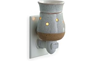Candle Warmers ETC Pluggable Fragrance Warmer- Decorative Plug-in for Warming Scented Candle Wax Melts and Tarts or Fragrance Oils, Rustic White Fitted with UK Plug