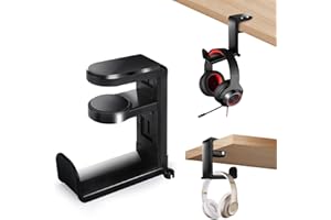 DIWANGUS UK Headphone Stand Holder with Cable Clip, PC Gaming Headset Desk Hook with 360 Degree, Universal Adjustable Headset Holder Gaming Headset Mount Display