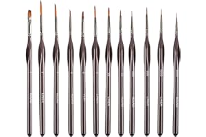 laoxiangji 12 Piezas Brochas Pintura Profesional, Juego Profesional de Detalle Fino Acrilico para Artistas, Óleo, Acuarela,Tabletop y Pintar por Números,Pinceles