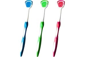 MR LION Tongue Brush, Tongue Scraper, Tongue Cleaner, Tongue Brushes Helps Fight Bad Breath, 3 Tongue Scrapers (Blue&Green&Red)