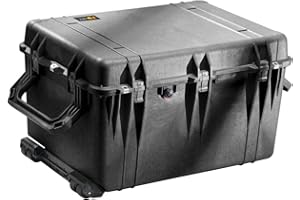PELI 1660 Stoßfestes Case für Fragiles Equipment mit Rollen und Teleskopgriff, IP67 Wasser- und Staubdicht, 160L Volumen, Mit Schaumstoffeinlage (Anpassbar), Schwarz