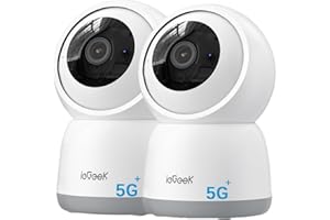 ieGeek 2.4/5GHz Camara Vigilancia WiFi Interior 2K 360°PTZ, Cámara Vigilancia Interior para Bebes/Mascotas/Seguridad Casa, Seguimiento Automático, Voz Bidireccional, Detección Humanoide, Alarma, 2Pack