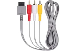 Gamer Gear RCA Cable - 3 RCA Plugs AV Cable (1.8 Meters/ 5.9 Feet) - Flexible, Tangle Free for Nintendo Wii and Wii U Console