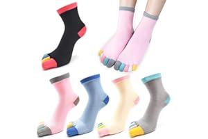REKYO 5 Paires Womens Cinq Doigt Orteil Chaussettes Pour Femmes Filles Coton, Mesdames Casual Low Cut Cheville Chaussettes Souple Et Respirante Taille 39-42
