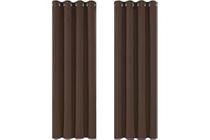 Deconovo Tende Oscuranti per Interni 2 Pezzi 160 CM Altezza, Termiche Isolanti, Anti-Rumore, con Anelli, Ideali per Camera da Letto e Soggiorno, 117x160 CM, Marrone