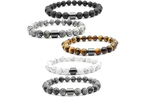 ASTRL 5 STÜCKE Anti-Angst-Armband Raucherentwöhnung Armbänder Magnetfeldtherapie Chakra Armband 8 mm Naturstein Halbedelstein Perlen Armband für Männer Frauen Geschenk