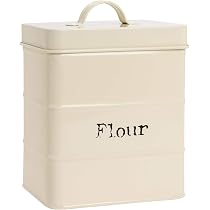 Gdfjiy Récipient à riz en métal avec couvercle hermétique en bambou et pelle, récipient de stockage alimentaire pour riz, farine, grains de soja ( blanc
