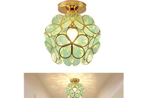 CHAO ZAN Suspension en Verre, Plafonnier en Verre de Fleur de Cerisier Lustre à Fleurs Suspension luminaire Forme de pétale éclairage Suspendu Clair Rose Abat-Jour lampe de Plafond couloirs Salon (vert)