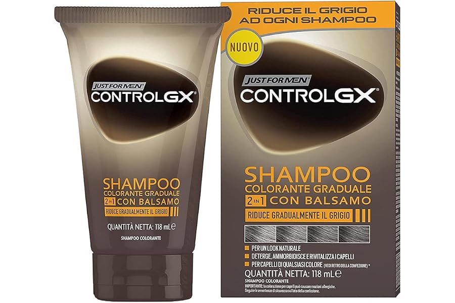 Just For Men Control GX Champú Y Acondicionador para Canas Hombre, Reduce Las Canas Gradualmente en Cada Lavado, Para Todos L