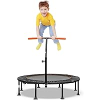 COSTWAY Tappeto Elastico per Bambini e Adulti Pieghevole, Trampolino da Interno ed Esterno con Manico Regolabile in Altezza e