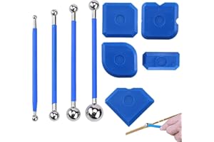 STOUCLA Silikon Abzieher,9 Stück Werkzeug Schaber Kit, Metallkugel Abzieher,Silikon Fugenglätter für Badezimmer, Küchenfliesen