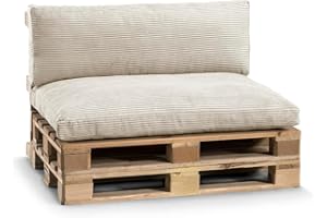 ‎GUTEKISSEN Gutekissen® Palettenkissen, Gartensofakissen, Sitzkissen, Rückenkissen, gefüllt mit Pulirethangranulateinlage, viele Farben und Größen PWL (Set (Sitzkissen 120x80 +Rückenlehne 120x40), Beige)