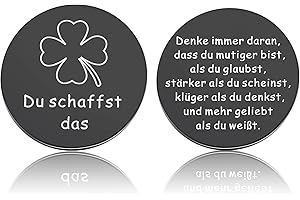 Photect Motivierend Tasche Umarmung Glücksbringer mit Tasche Du Schaffst Das Glücksbringer Edelstahl Doppelseitig Token Inspirierendes Geschenk Rund Glücksmünze