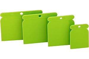 Mivos - Juego de 4 espátulas japonesas de plástico (50 mm, 70 mm, 95 mm, 115 mm, cuchillos de masilla japonesas, espátulas de carrocería, para reparación de automóviles