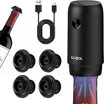 WOTOR Pompa sottovuoto per vino, con 20 tappi, tappo e conservante, riutilizzabile, mantiene fresco, accessorio ideale come regalo (manico piatto