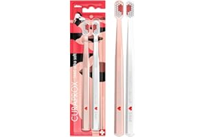 Curaprox Brosse À Dents Manuelle – Édition Love 2025 | Ultra-douce Pour Dents Et Gencives Sensibles | Lot De 2 | Blanc-Rose