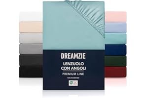 Dreamzie Lenzuolo con Angoli 140x200 cm - Altezza Materasso fino a 33 cm- 100% Microfibra - Aqua - Certificato Oeko TEX, Lenzuola Letto con Angoli ed Elastico