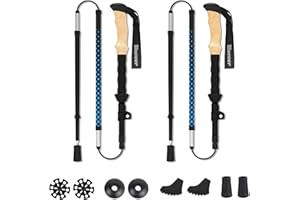 BLUEVER Bâtons de Randonnée 2 PCS, Baton de Marche Pliable Telescopiques 115 à 135cm, Bâton de Marche Nordique en Aluminium 7075, Baton Trail Pliable,Poles Trekking,Nordique