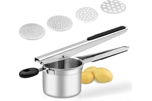 LYHLYA Potato Ricer with 4 Interchangeable Discs, Large 15oz Heavy Duty Stainless Steel Make Masher and Kitchen Tool for Mashed Potatoes