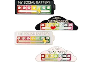 BOBOZHONG Pin de Batería Social,4 Pcs My Social Battery Pin,Broche De Batería Social,Broche Divertido De Humor Social Para 7 Díaspara Mochilas Chaquetas Sombreros