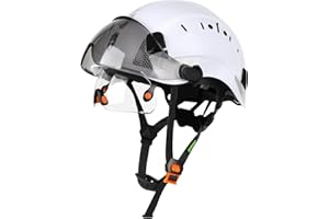 GREEN DEVIL Casque de protection industriel certifié EN397 et EN166 avec visière teintée + transparente | Casque de sécurité avec double visière pour la construction, l'artisanat et l'industrie |