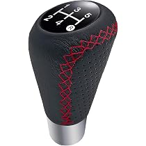 Pomello Cambio Universale In Pelle PU E Metallo - 5-6 Marce, Con 3 Adattatori E Coperture, Nero - 6