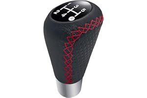 Hoembpn Car Gear Shift Knob 5 Speed, Universal Leather Gear Shift Lever, Manual Shift Lever Stick Cover with 3 Hoses 8mm 10mm 12mm Suitable for Most Manual Automotive Vehicles