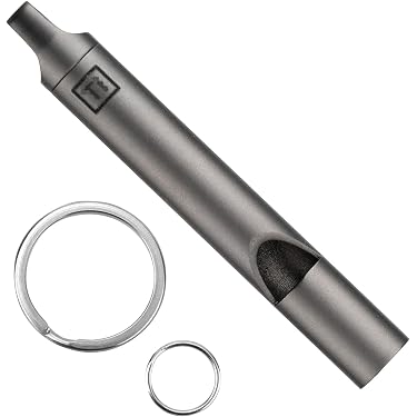 Lot de 100 mini sifflets de survie en aluminium avec porte-clés en