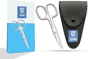SMI - 9,3 cm Zurdo Tijeras para cutículas zurdas Tijeras para uñas Punta fina curva Pedicur manicura acero inoxidable