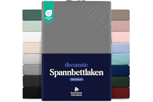‎DREAMZIE Dreamzie - Spannbettlaken 180x200cm | Mikrofaser Weich – Für Dicke Matratzen – Oeko-Tex | Komfort, Atmungsaktivität, Pflegeleicht – Anthrazit
