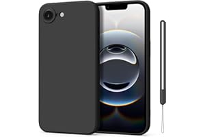 Yisica Funda con iPhone 16e, Funda de Silicona con Protección de la Cámara, Forro de Microfibra Ssuave, Diseño Especial de Borde Recto (Negro, iPhone 16e)