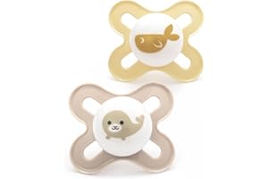MAM Original Start Soothers | 0-2 Months | 2 Pack | Newborn Dummies | Comes in Dummy Steriliser Case | Sustainable Materials | Baby Accessories for Newborn | Cream (Various Designs)