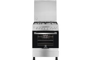 Electrolux Freestanding Cooker 60x60cm, Full Gas Cooking Range with 4 Burners, Cast Iron Pan Support, XXL Oven with Fan, Automatic Ignition & Thermocouple Safety, Stainless Steel Finish, EKG613A1OX