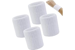 EASYKEENECOM Saugfähige Schweißband Handgelenk Schweißbänder für Damen, Herren, Kinder, 4er Schweißband Set, Fitness Arm Schweissband für Tennis, Handball & Laufen in Schwarz, Schweissbänder Wristband