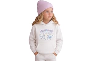 Brand Threads Girls Cinnamoroll White Hoodie – Adorable Sanrio Hooded Sweatshirt with Crown Print | Soft Cotton Kids Hoodie (Ages 1-13)