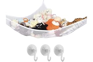 QUUPY Toy Storage Hammock,Premium Plush Toy Hanging Organizer,with Suction Cup, Used for Bedroom Plush Toys,180cm x 120 cmx120 cm