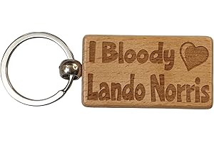 Decalarama Lando Norris Keyring Gift - I Bloody Love Heart - Engraved Wooden Formula One F1 Team Driver Fan Fun Cute Novelty Present