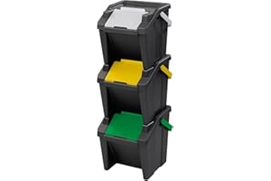 Tontarelli - Set di 3 bidoni impilabili MODA 30L con manico